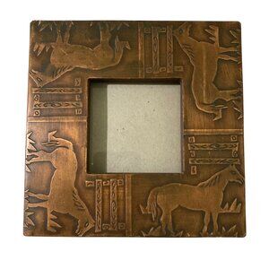 Vintage Copper Finish Horse Themed Square Picture Frame